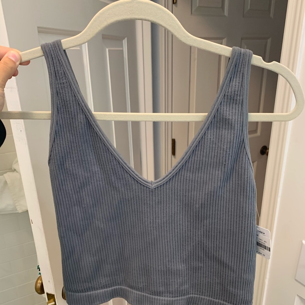 Free People Gray Cropped Tank Top